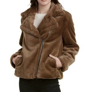 NWT Vince Faux Fur Notched Lapels Moto Jacket